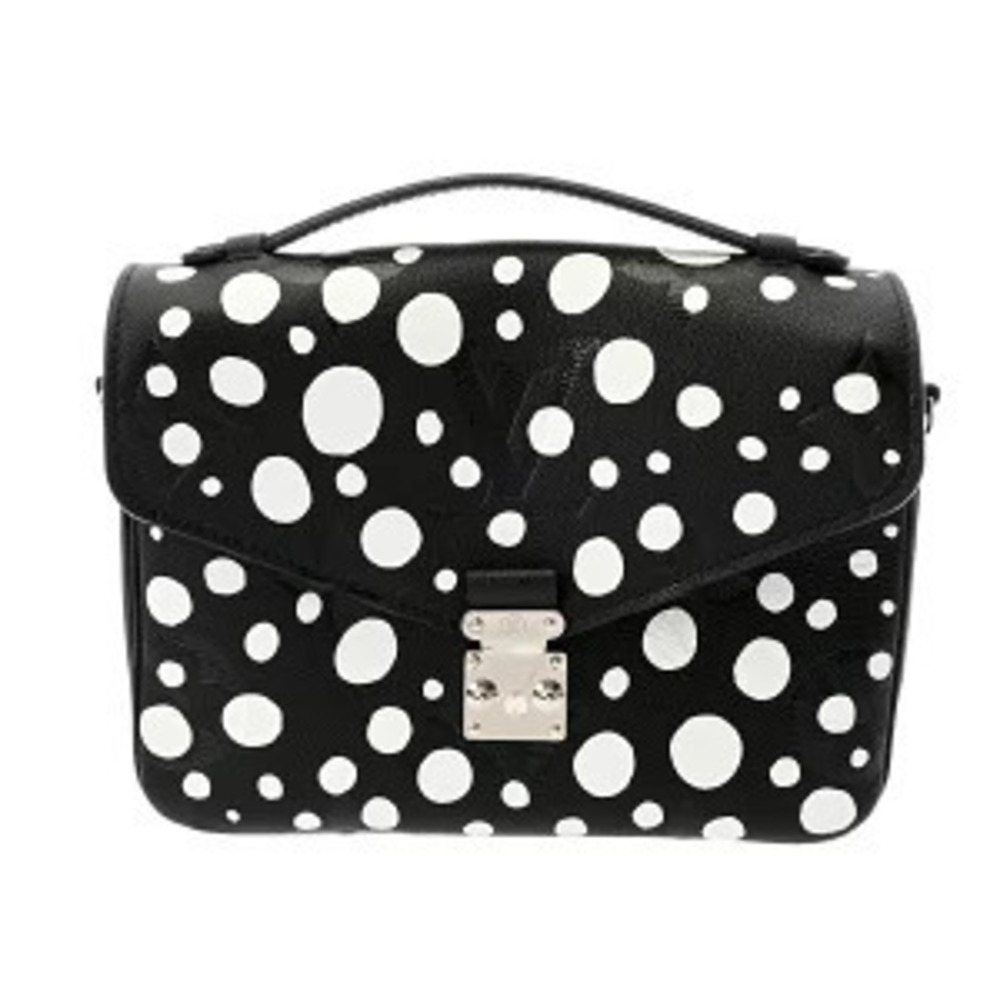 Louis Vuitton Pochette Metis Yayoi Taurillon Leather Pouch Black White